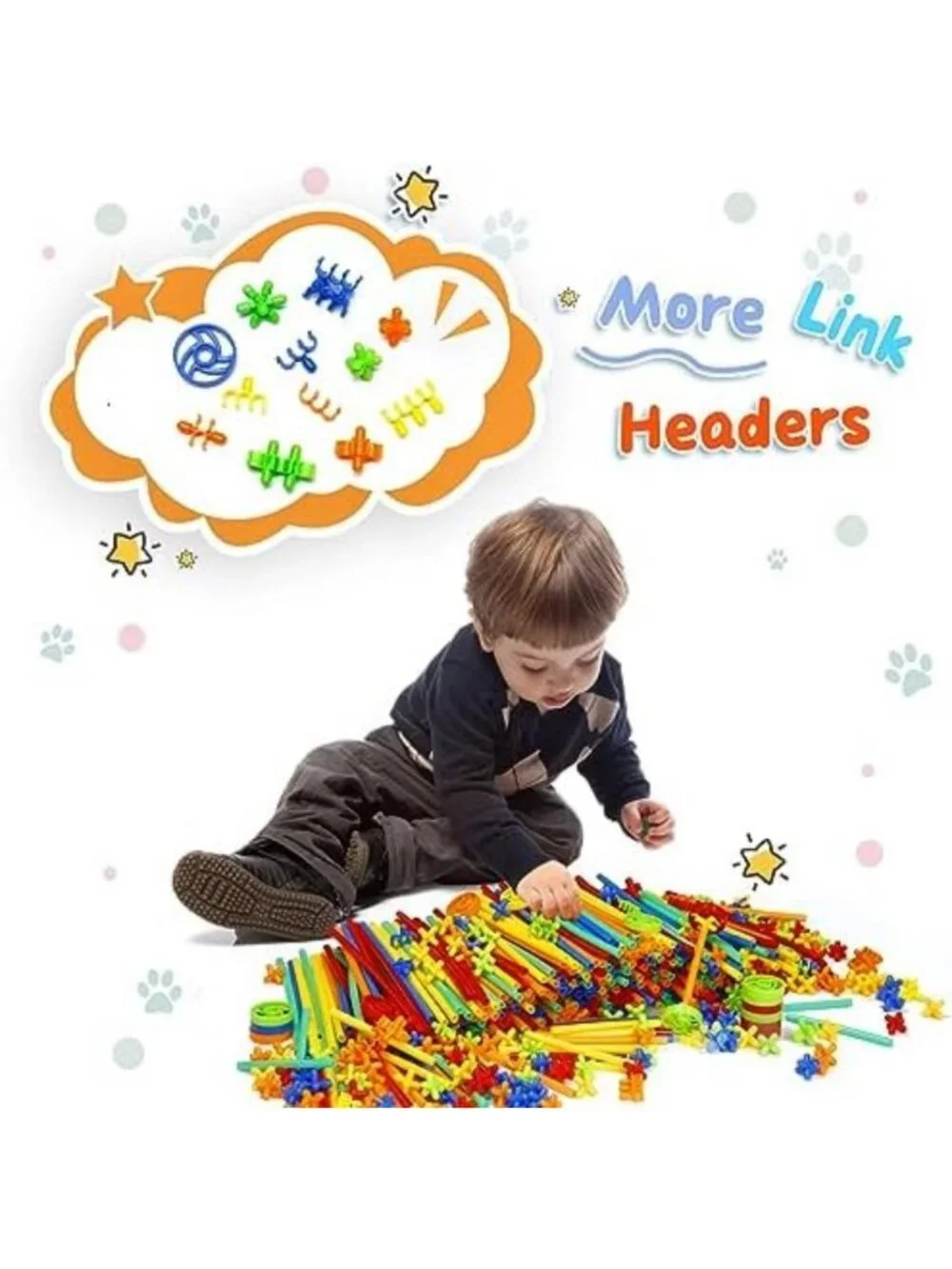STEM Building Toys 1200pcs - Interlocking Plastic Straw Constructor Set for Kids